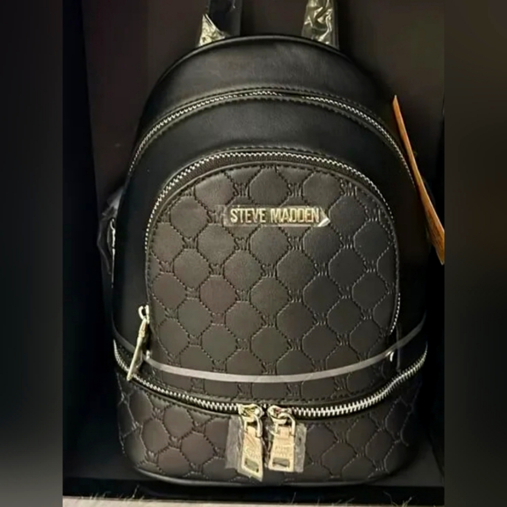 Steve Madden Mini Black Backpack Brand New W/Tag, Retail $68. W: 7" H: 7" D: 4"